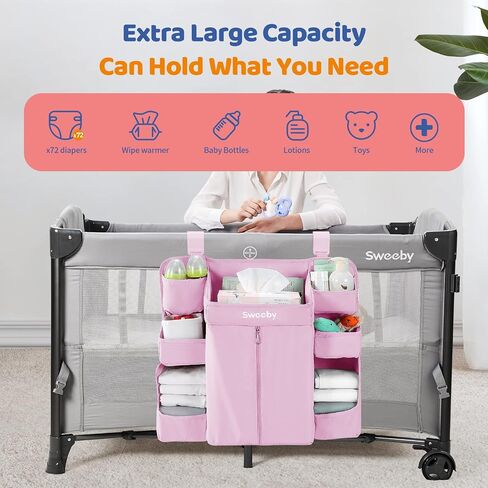 Sweeby Diaper Organizer for Changing Table and Crib - Nursery Diaper Stacker Hanging Caddy for Baby Essentials in Kuwait