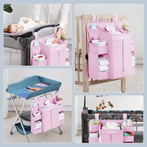 Sweeby Diaper Organizer for Changing Table and Crib - Nursery Diaper Stacker Hanging Caddy for Baby Essentials in Kuwait