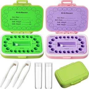 Jetec 2 Pieces Baby Teeth Keepsake Box Tooth Holder Kids Teeth Keepsake Holder Teeth Container for Lost Teeth Cute Kids Deciduous Teeth Collection to Keep the Childhood Memory (Blue and Pink)