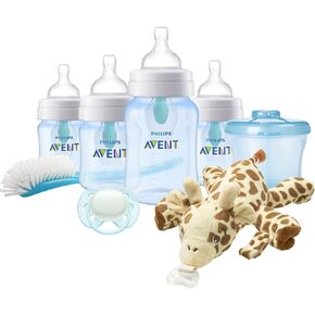 Philips AVENT Anti-Colic Baby Bottle with AirFree Vent Newborn Gift Set with Snuggle, Blue, SCD307/03
