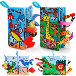 2 PCS High Contrast Crinkle Baby Books 0-6 Months Interactive Sensory Baby Toys 9-12 Month Montessori Activities Touch Feel Infant Book 0-3-6 Month Car Seat Travel Essentials Newborn Development Gift in Saudi Arabia
