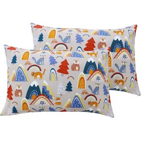 Bear Pillow Case for Kids, 2 Pack Cute Cotton Animal Toddler Pillow Covers, Soft Pillow Shams Travel Pillow Cases with Envelope Closure for Boys and Girls, Standard 20" X 30" Pillowcase
