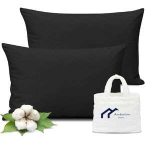 Toddler Travel Pillowcase 12x16 inch, Small Pillow Cover with Zipper Closure Set of 2 Mini Pillow Cover 500 Thread Count 100% Egyptian Cotton Baby Toddler Pillowcase 12x16, Black