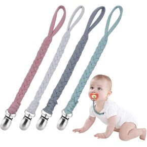 Baby Pacifier Holder for Boys and Girls, Teething Straps Unisex Design, Smoother Clip 100% Handmade Braided, Easy to Use for Teething Toy(Grey） in Saudi Arabia