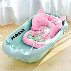 Baby Bath Cushion Cartoon Newborn Bathtub Mat Non-Slip Baby Bath Pad Quick Dry Baby Bathtub Pillow Seat Mat Floating Baby Bath Seat Cushion Adjustable Baby Bath Support Cushion for Baby 0-12 Months