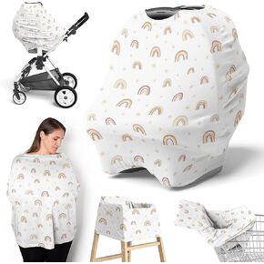 Sweet Jojo Designs Boho Rainbow Girl Infant Baby Car Seat Cover Nursing Breastfeeding Shopping Cart Stroller Canopy Blush Pink Yellow Tan Bohemian Modern Neutral Vintage Dusty Rose Gold Mauve Taupe in Kuwait