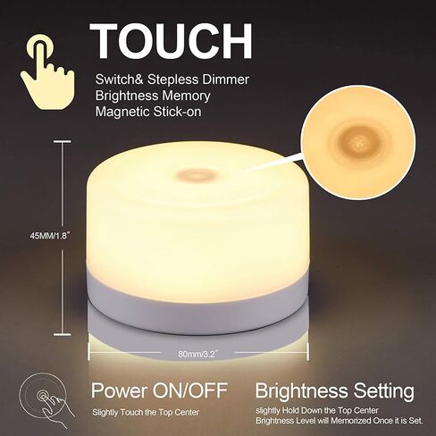 S SELDORAUK Touch Night Lights for Kids with Dimming Function, Rechargeable Baby Nursery Night Light, Dimmable Bedside Lamp for Breastfeeding and Sleep (Warm White, 2Pack) in Kuwait