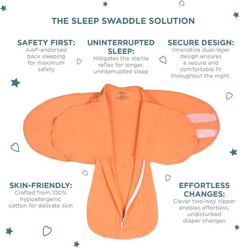 LullaBaby "Double Dream Swaddle: Exclusive Dual Wing Design, Pediatrician-Endorsed, Ultra-Soft Cotton, 0-2 Months, 6-14 lbs - White Sand in Saudi Arabia