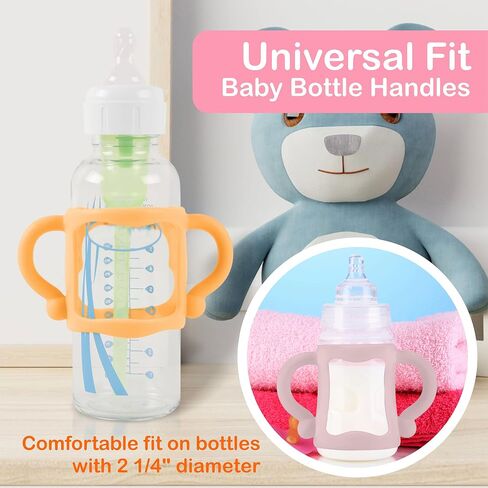 TonGass (3-Pack) Bottle Handles for Dr Brown Narrow Baby Bottles with Easy Grip Handles to Hold Their Own Bottle - BPA-Free Soft Silicone - Red Green and Blue in Saudi Arabia