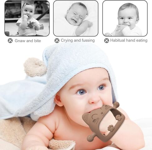 Baby Teethers 0-6 Months,Teething Toys for Babies 0-6 Months,Never Drop Baby Chew Toys for Teething Relief,Infant Hand Teether Pacifiers for 0-6 Months,Ideal Baby Toys Gifts for New Moms(Cartoon Cat) in Kuwait