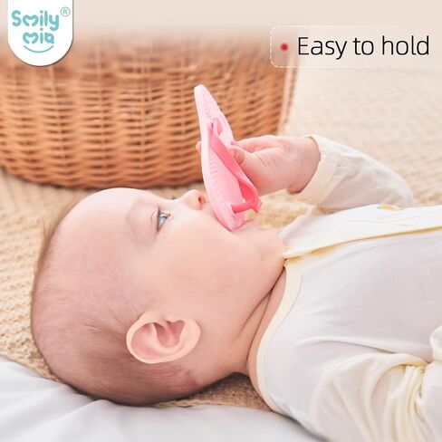 Smily Mia Flip-Flop Baby Teething Toys, Silicone Baby Teether for 3M+, Chewing Toys for Babies Teething Pain Relief,Silicone Baby Shoes,left foot Black in Saudi Arabia