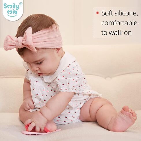 Smily Mia Flip-Flop Baby Teething Toys, Silicone Baby Teether for 3M+, Chewing Toys for Babies Teething Pain Relief,Silicone Baby Shoes,left foot Black in Saudi Arabia
