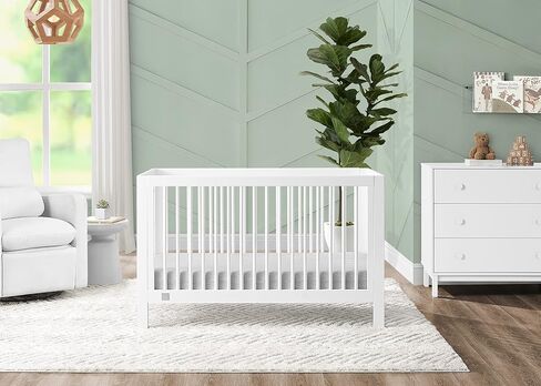 Delta Children babyGap Charlie 6-in-1 Convertible Crib + Brannan Bear Bookcase with Bins + Brannan Bear Wall Shelf with 4 Hooks, Bianca White (Bundle) in Saudi Arabia