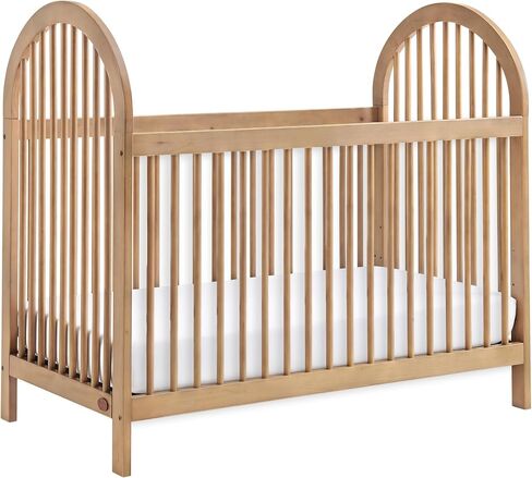 Oxford Baby Everlee Modern High Arch 3-in-1 Convertible Island Crib with Round Spindles, Honey Wood in Saudi Arabia