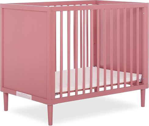 Lucas Mini Modern Crib with Rounded Spindles & Holly 3" Fiber Portable, Greenguard Gold Certified, Waterproof Vinyl Cover, Lightweight Mini Crib Mattress, White in Saudi Arabia