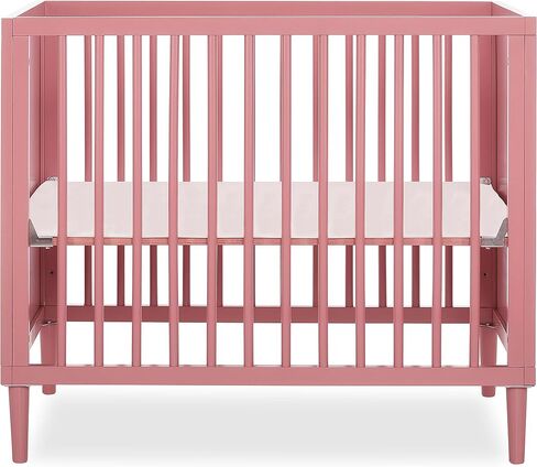 Lucas Mini Modern Crib with Rounded Spindles & Holly 3" Fiber Portable, Greenguard Gold Certified, Waterproof Vinyl Cover, Lightweight Mini Crib Mattress, White in Saudi Arabia