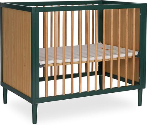 Lucas Mini Modern Crib with Rounded Spindles & Holly 3" Fiber Portable, Greenguard Gold Certified, Waterproof Vinyl Cover, Lightweight Mini Crib Mattress, White in Saudi Arabia