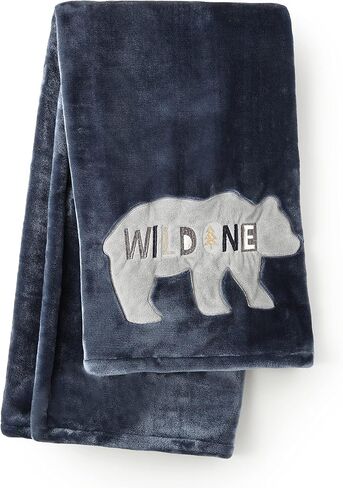 Levtex Baby - Logan Crib Bed Set - Baby Nursery Set - Navy Grey White Blue Taupe Blue - Deers, Bears and Moose - 4 Piece Set Includes Quilt, Fitted Sheet, Wall Decal & Skirt/Dust Ruffle in Kuwait