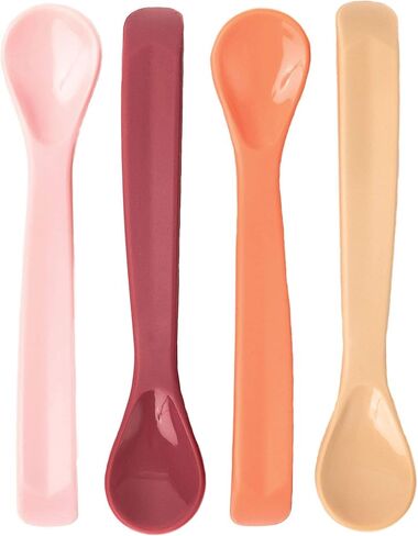 Tiny Twinkle Baby Spoon - BPA-Free Baby Feeding Spoon, Silicone Baby Spoon, Infant Spoons, Baby Spoons, Baby Essentials, Baby Essentials for Newborn, Baby Items, Baby Products - Pack of 4 (Blue) in Saudi Arabia