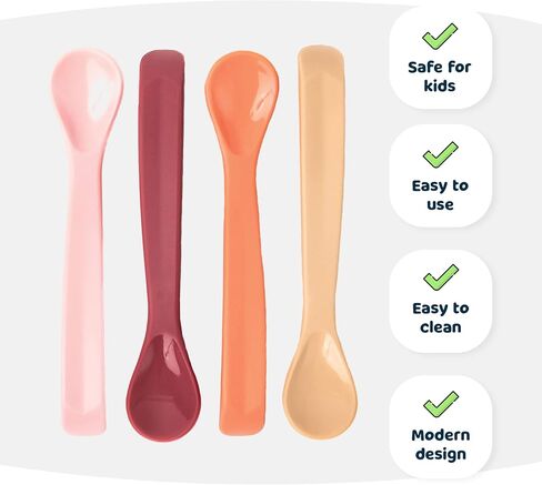 Tiny Twinkle Baby Spoon - BPA-Free Baby Feeding Spoon, Silicone Baby Spoon, Infant Spoons, Baby Spoons, Baby Essentials, Baby Essentials for Newborn, Baby Items, Baby Products - Pack of 4 (Blue) in Saudi Arabia