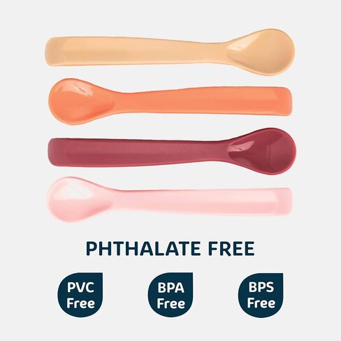 Tiny Twinkle Baby Spoon - BPA-Free Baby Feeding Spoon, Silicone Baby Spoon, Infant Spoons, Baby Spoons, Baby Essentials, Baby Essentials for Newborn, Baby Items, Baby Products - Pack of 4 (Blue) in Saudi Arabia