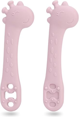 | Silicone Baby Spoon Set for First Stage Weaning - BPA Free, Soft-Tip Training Spoons for Toddlers, Dishwasher Safe Teether - 2 Pack. in Saudi Arabia