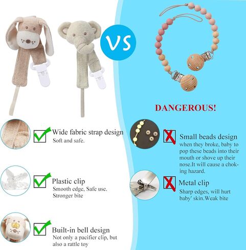 Pacifier Clip, 2 Pack Baby Pacifier Holder for Boys and Girls Fits Many Pacifiers & Baby Teething Toys, Ideal Baby Gift (Puppy & Bunny) in Saudi Arabia