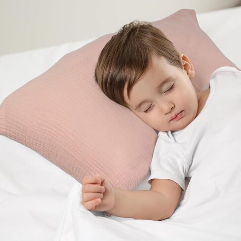 Organic Cotton Muslin Mini Pillowcases with Envelope Design,2 Pack Ultra Breathable Kids Toddler Pillowcases for Boys and Girls- 13 x 18 inches (Beige) in Saudi Arabia