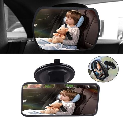 venveal مرآة سيارة الطفل، مرآة الطفل سيارة شفط كأس مرآة مقعد السيارة للطفل الخلفي الذي يواجه الأمام مرآة الرضع قابل للتعديل سلامة الطفل واسعة واضحة مرآة الرؤية الخلفية in Kuwait