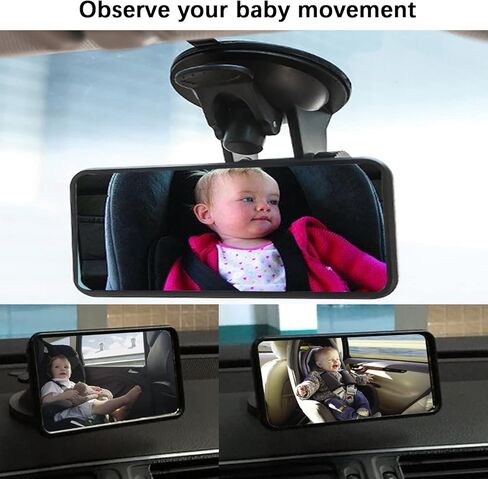 venveal مرآة سيارة الطفل، مرآة الطفل سيارة شفط كأس مرآة مقعد السيارة للطفل الخلفي الذي يواجه الأمام مرآة الرضع قابل للتعديل سلامة الطفل واسعة واضحة مرآة الرؤية الخلفية in Kuwait