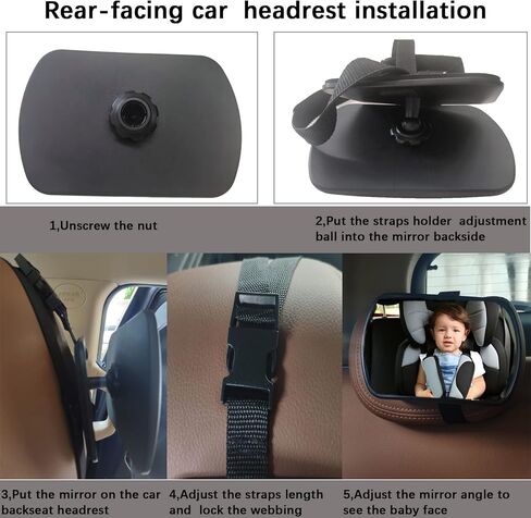 venveal مرآة سيارة الطفل، مرآة الطفل سيارة شفط كأس مرآة مقعد السيارة للطفل الخلفي الذي يواجه الأمام مرآة الرضع قابل للتعديل سلامة الطفل واسعة واضحة مرآة الرؤية الخلفية in Kuwait