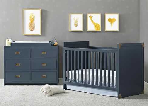 Baby Relax Miles 2-in-1 Convertible Crib, Graphite Blue in Saudi Arabia