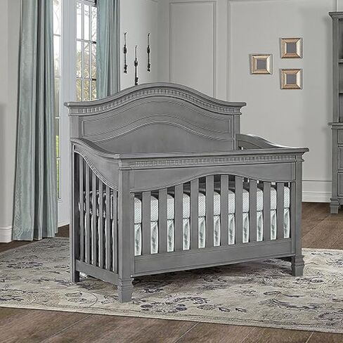 Evolur Cheyenne 5 in 1 Full Panel Convertible Crib, Antique Grey Mist, 58x31x52 Inch (Pack of 1) in Saudi Arabia