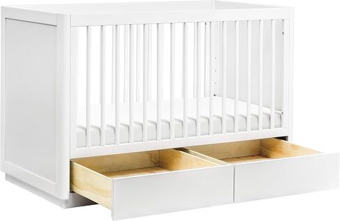 سرير تخزين قابل للتحويل 3 في 1 من babyletto Bento مع مجموعة تحويل سرير الأطفال الصغار باللون الأبيض، وأدراج تخزين سفلية، ومعتمد من Greenguard Gold in Saudi Arabia