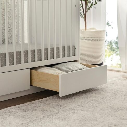 سرير تخزين قابل للتحويل 3 في 1 من babyletto Bento مع مجموعة تحويل سرير الأطفال الصغار باللون الأبيض، وأدراج تخزين سفلية، ومعتمد من Greenguard Gold in Saudi Arabia
