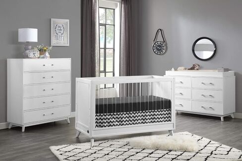 Oxford Baby Holland Modern 3-in-1 Convertible Island Crib, White, GreenGuard Gold Certified in Saudi Arabia
