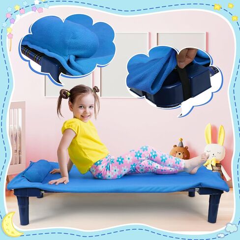 Tudomro Kids Nap Mat الأطفال الصغار نشمر بطانية القيلولة مع وسادة مرفقة وحزام مطاطي بطانية سرير من الصوف الناعم للأطفال في مرحلة ما قبل المدرسة الرعاية النهارية تناسب معظم الحصائر المهد 51.18 × 50 بوصة in Kuwait