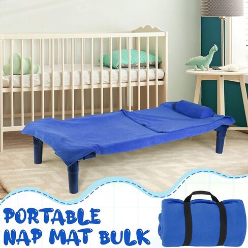 Tudomro Kids Nap Mat الأطفال الصغار نشمر بطانية القيلولة مع وسادة مرفقة وحزام مطاطي بطانية سرير من الصوف الناعم للأطفال في مرحلة ما قبل المدرسة الرعاية النهارية تناسب معظم الحصائر المهد 51.18 × 50 بوصة in Kuwait