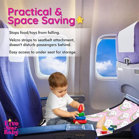 Toddler Airplane Bed - The Ultimate Airplane Travel Essentials for Kids | Airplane Seat Extender for Kids | Premium Airplane Bed for Toddlers - Pink in Saudi Arabia