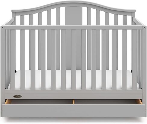 سرير أطفال Graco Solano 4 في 1 قابل للتحويل مع مجموعة أدراج (أبيض) - معتمد من GREENGUARD Gold، يتضمن درج تخزين حضانة كامل الحجم، يتحول إلى سرير طفل صغير وسرير كامل الحجم | معتمد من GREENGUARD باللون الذهبي، ويتضمن درج تخزين كامل الحجم لغرف الأطفال، ومحول in Kuwait