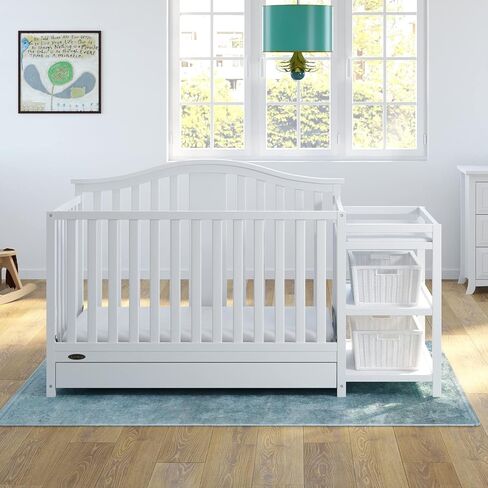 Graco Solano 4-in-1 Convertible Crib with Drawer (Espresso) – GREENGUARD Gold Certified, Crib with Drawer Combo, Includes Full-Size Nursery Storage Drawer, Converts to Toddler Bed and Full-Size Bed in Saudi Arabia