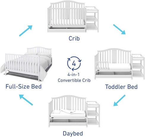 Graco Solano 4-in-1 Convertible Crib with Drawer (Espresso) – GREENGUARD Gold Certified, Crib with Drawer Combo, Includes Full-Size Nursery Storage Drawer, Converts to Toddler Bed and Full-Size Bed in Saudi Arabia
