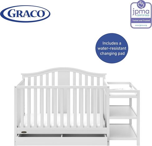 Graco Solano 4-in-1 Convertible Crib with Drawer (Espresso) – GREENGUARD Gold Certified, Crib with Drawer Combo, Includes Full-Size Nursery Storage Drawer, Converts to Toddler Bed and Full-Size Bed in Saudi Arabia