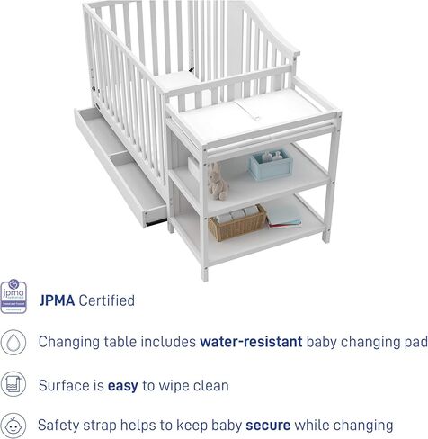 Graco Solano 4-in-1 Convertible Crib with Drawer (Espresso) – GREENGUARD Gold Certified, Crib with Drawer Combo, Includes Full-Size Nursery Storage Drawer, Converts to Toddler Bed and Full-Size Bed in Saudi Arabia