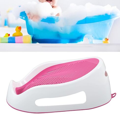 دعم حوض استحمام الطفل، دعم حمام الطفل TPE سيليكون ناعم مريح وآمن وخفيف الوزن وسريع الجفاف لحديثي الولادة (وردي) in Kuwait