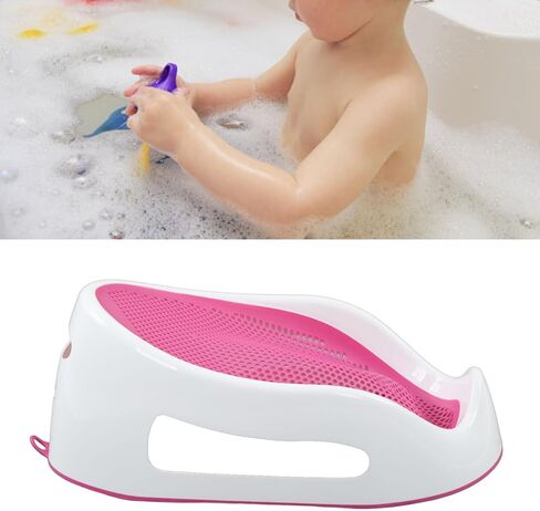 دعم حوض استحمام الطفل، دعم حمام الطفل TPE سيليكون ناعم مريح وآمن وخفيف الوزن وسريع الجفاف لحديثي الولادة (وردي) in Kuwait