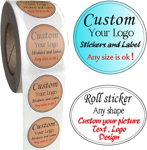 500PCS Custom Text Business Roll Sticker Personalized Design Water Bottle Label Gift Box Birthday Wedding Party First Holy Communion Baptism Stickers (Transparent PVC, 2.5" Round) in Kuwait