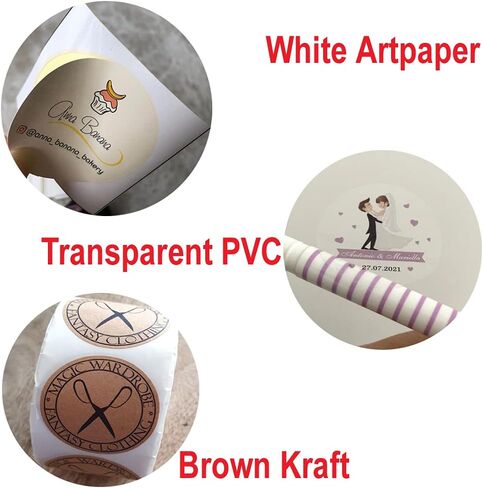 500PCS Custom Text Business Roll Sticker Personalized Design Water Bottle Label Gift Box Birthday Wedding Party First Holy Communion Baptism Stickers (Transparent PVC, 2.5" Round) in Kuwait