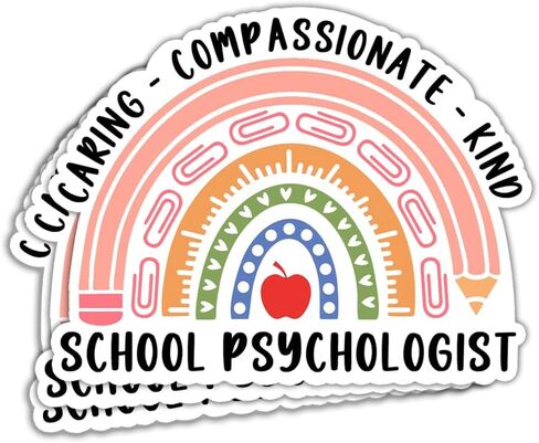 MAIANEY (3 Pcs) Caring Compassionate Kind School Psychologist Stickers School Psychology Stickers Inspirational School Psychologist Appreciation Gifts Decorations for Laptop Bottles Car Window 3"x4" in Kuwait