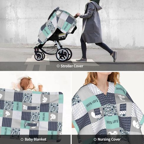 Personalized Hunting and Deer Baby Car Seat Canopy for Babies with Name, Custom Baby Car Seat Covers for Boys and Girls, Opening Minky Nursing Breastfeeding Cover Infant Carseat Canopies for Newborn in Kuwait